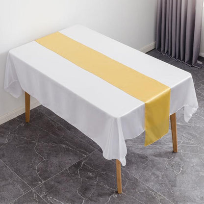 29x275cm Hotel Wedding Tablecloth Decorative Polyester Sateen Coffee Table Runner Sateen Desk Flag(Gold) by bashfashion