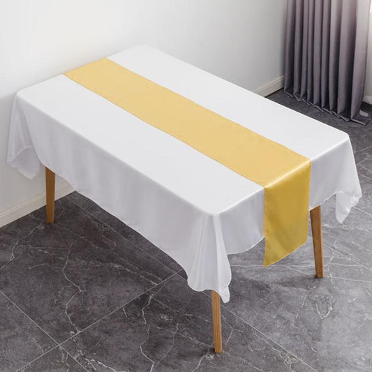 29x275cm Hotel Wedding Tablecloth Decorative Polyester Sateen Coffee Table Runner Sateen Desk Flag(Gold) by bashfashion