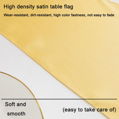 29x275cm Hotel Wedding Tablecloth Decorative Polyester Sateen Coffee Table Runner Sateen Desk Flag(Gold) by bashfashion