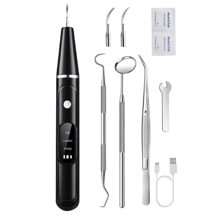 Pet Ultrasonic Teeth Cleaner Dog Tooth Brushing Kit Plaque Tartar Remover Dental Care Tool, Spec: With 3pcs Kit (Black) by bashfashion