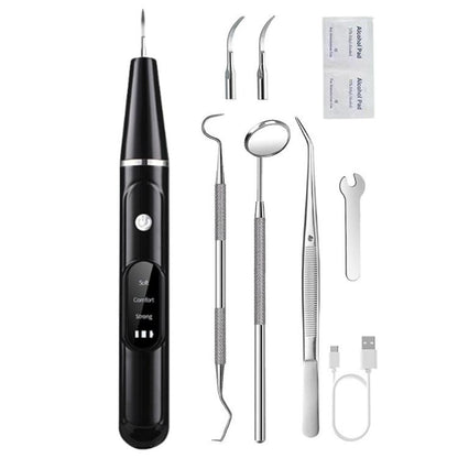 Pet Ultrasonic Teeth Cleaner Dog Tooth Brushing Kit Plaque Tartar Remover Dental Care Tool, Spec: With 3pcs Kit (Black) by bashfashion