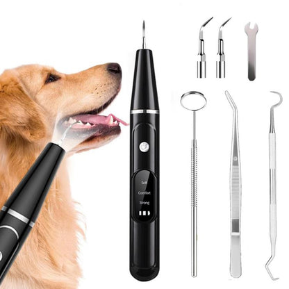 Pet Ultrasonic Teeth Cleaner Dog Tooth Brushing Kit Plaque Tartar Remover Dental Care Tool, Spec: With 3pcs Kit (White) by bashfashion