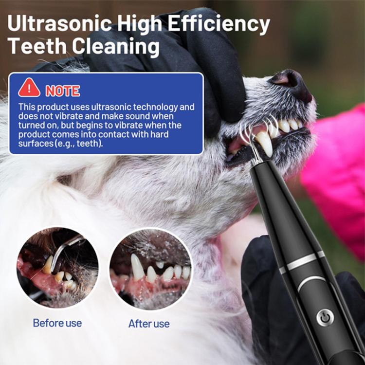 Pet Ultrasonic Teeth Cleaner Dog Tooth Brushing Kit Plaque Tartar Remover Dental Care Tool, Spec: With 3pcs Kit (Black) by bashfashion