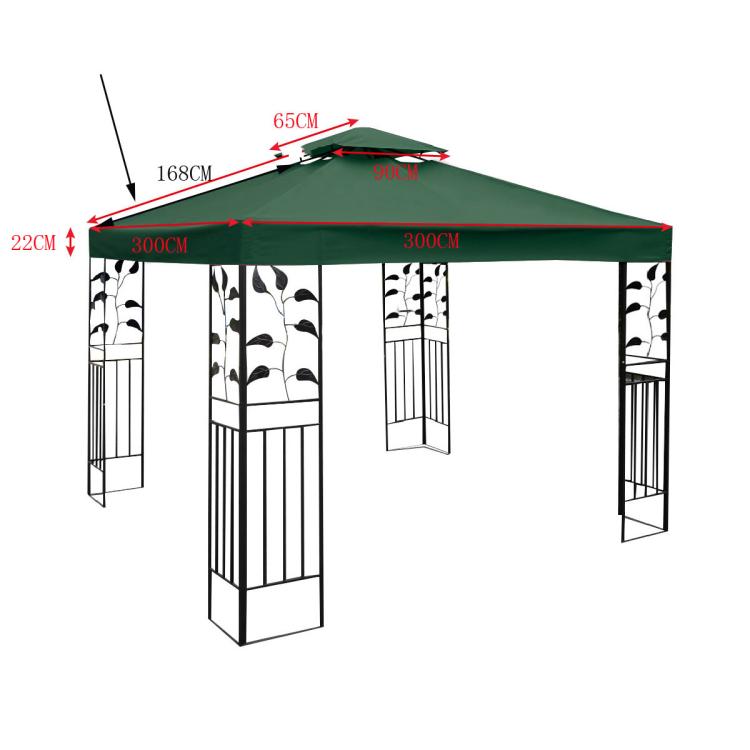 3x3m Garden Gazebo Top Cover Canopy Replacement Top Patio Roof Awning for Outdoor Terrace, Garden Tent, Pergola(Ink Green) by bashfashion
