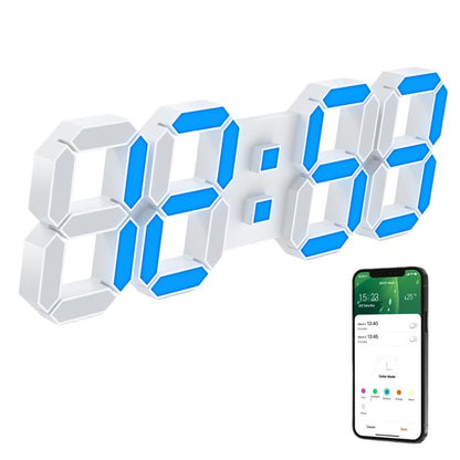 APP Remote Control 3D Led Wall Digital Color Clock Alarm /Date/Temp Display Wall & Table Clock 22.5 x 9.4 x 2.2cm by bashfashion
