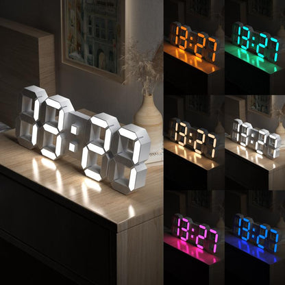 APP Remote Control 3D Led Wall Digital Color Clock Alarm /Date/Temp Display Wall & Table Clock 22.5 x 9.4 x 2.2cm by bashfashion