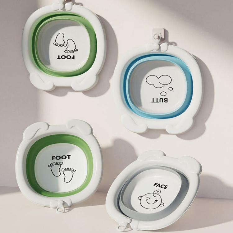 Children Silicone Folding Washbasin Portable Thickened Hangable Butt Washbasin For Babies, Color: Blue-Bunny by bashfashion