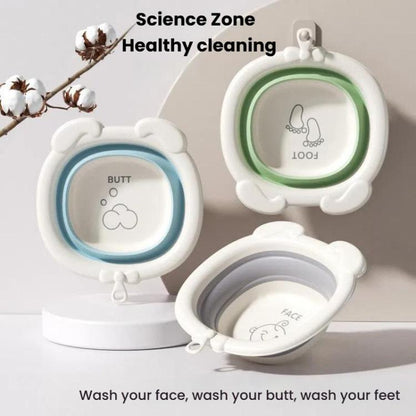 Children Silicone Folding Washbasin Portable Thickened Hangable Butt Washbasin For Babies, Color: Blue-Bunny by bashfashion
