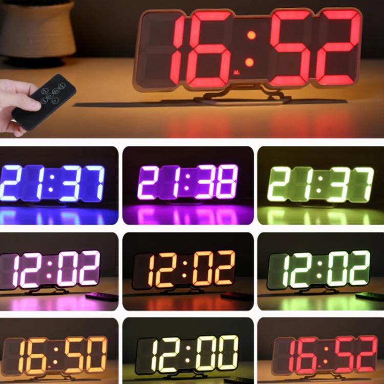 RGB Color Changing 3D Digital Clock With Voice Control, Adjustable Brightness, Temperature Display & Remote, Spec: Ordinary Black by bashfashion
