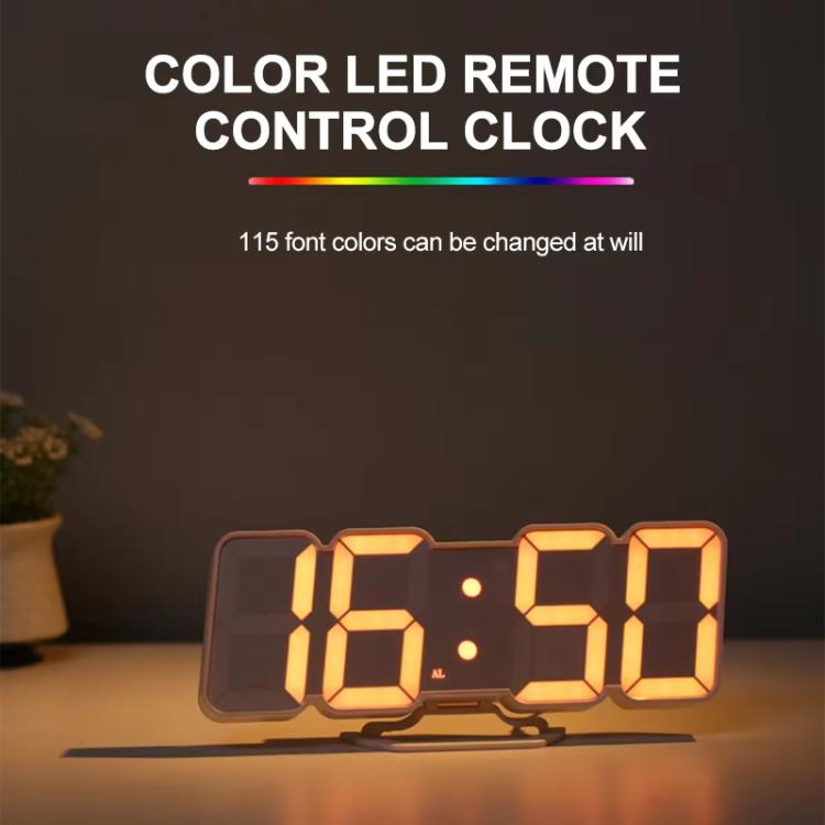 RGB Color Changing 3D Digital Clock With Voice Control, Adjustable Brightness, Temperature Display & Remote, Spec: Ordinary Black by bashfashion