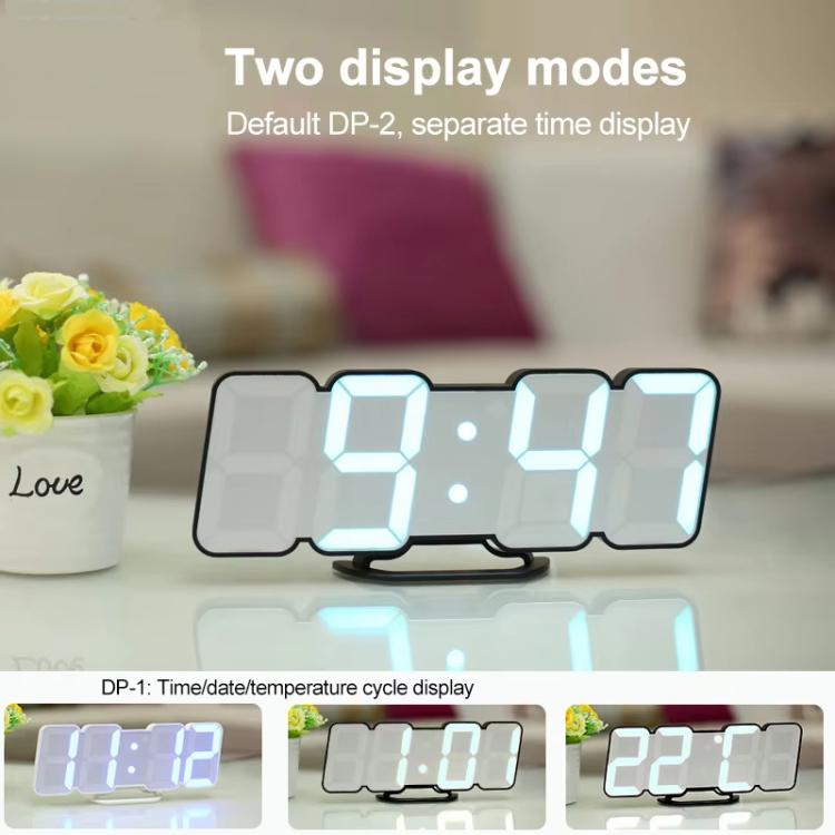 RGB Color Changing 3D Digital Clock With Voice Control, Adjustable Brightness, Temperature Display & Remote, Spec: Ordinary Black by bashfashion