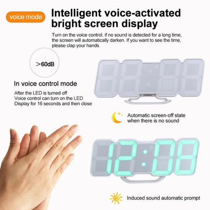 RGB Color Changing 3D Digital Clock With Voice Control, Adjustable Brightness, Temperature Display & Remote, Spec: Ordinary Black by bashfashion