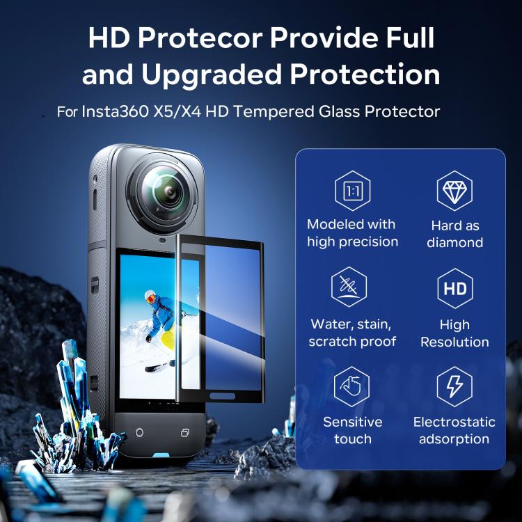 For Insta360 X5 / X4 aMagisn Tempered Glass Screen Protector Anti-Scratch 9H Hardness(1 Pack) by aMagisn