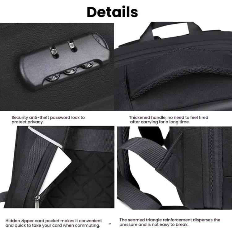 15.6-16.6 Inch Hard Shell Laptop Backpack with USB+Type-C Charging Ports Unisex Anti-Theft Business Travel Bag Airbag Gray by bashfashion