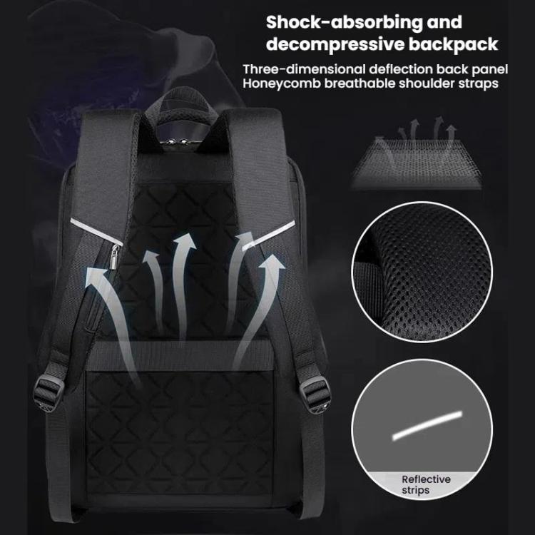 15.6-16.6 Inch Hard Shell Laptop Backpack with USB+Type-C Charging Ports Unisex Anti-Theft Business Travel Bag Airbag Black by bashfashion