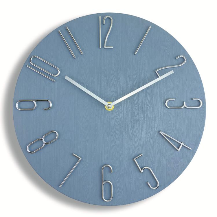 12 Inch Frameless Minimalist Wall Clock Silent Modern Quartz Clock for Living Room, Bedroom, Kitchen, Color: Blue Gray by bashfashion
