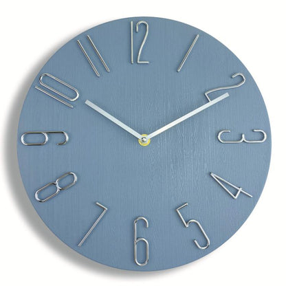 12 Inch Frameless Minimalist Wall Clock Silent Modern Quartz Clock for Living Room, Bedroom, Kitchen, Color: Blue Gray by bashfashion