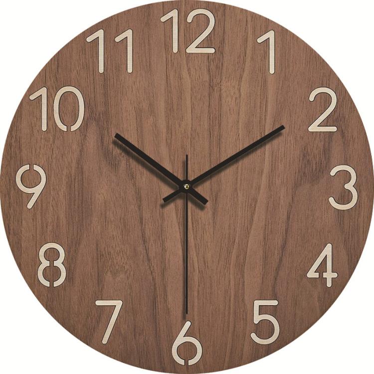 12-inch Imitation Wood Grain Texture Decorative Wall Clock Silent Quartz Clock Holiday Gift HR-CMW07 by bashfashion
