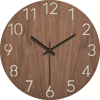 12-inch Imitation Wood Grain Texture Decorative Wall Clock Silent Quartz Clock Holiday Gift HR-CMW07 by bashfashion
