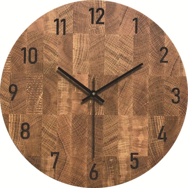 12-inch Imitation Wood Grain Texture Decorative Wall Clock Silent Quartz Clock Holiday Gift HR-CMW11 by bashfashion