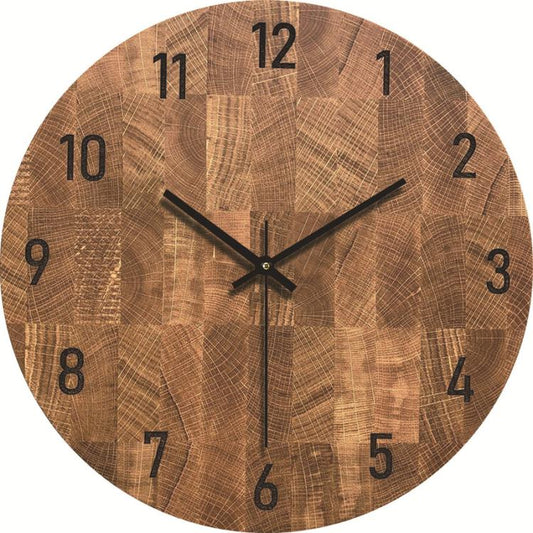 12-inch Imitation Wood Grain Texture Decorative Wall Clock Silent Quartz Clock Holiday Gift HR-CMW11 by bashfashion