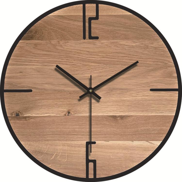 12-inch Imitation Wood Grain Texture Decorative Wall Clock Silent Quartz Clock Holiday Gift HR-CMW14 by bashfashion