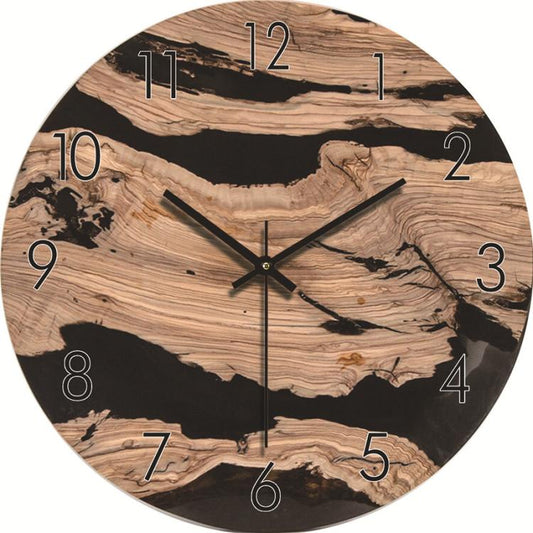 12-inch Imitation Wood Grain Texture Decorative Wall Clock Silent Quartz Clock Holiday Gift HR-CMW15 by bashfashion