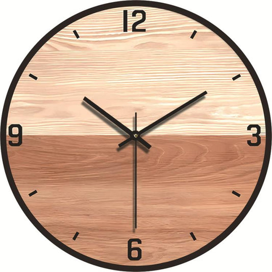 12-inch Imitation Wood Grain Texture Decorative Wall Clock Silent Quartz Clock Holiday Gift HR-CMW19 by bashfashion