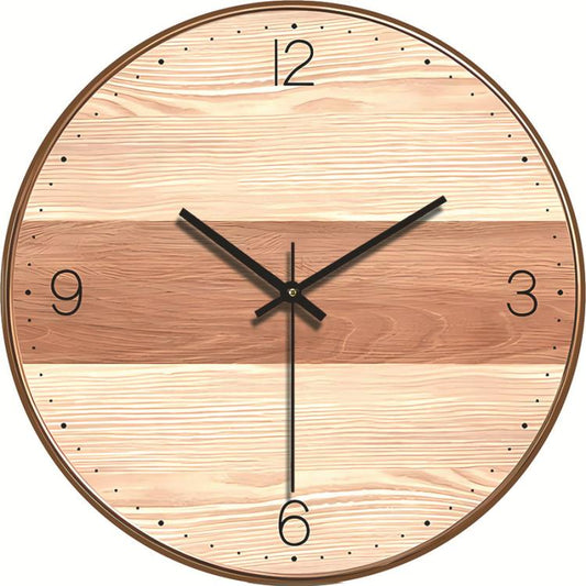 12-inch Imitation Wood Grain Texture Decorative Wall Clock Silent Quartz Clock Holiday Gift HR-CMW20 by bashfashion