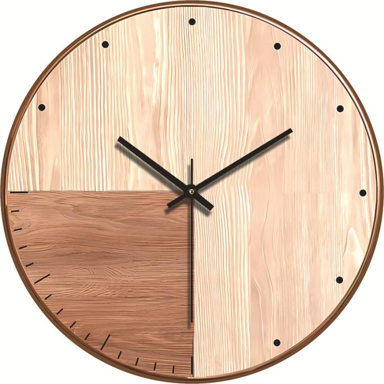 12-inch Imitation Wood Grain Texture Decorative Wall Clock Silent Quartz Clock Holiday Gift HR-CMW21 by bashfashion