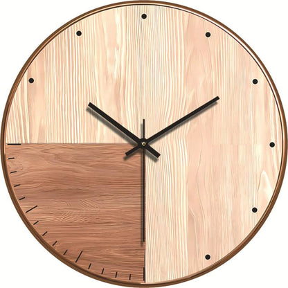 12-inch Imitation Wood Grain Texture Decorative Wall Clock Silent Quartz Clock Holiday Gift HR-CMW21 by bashfashion