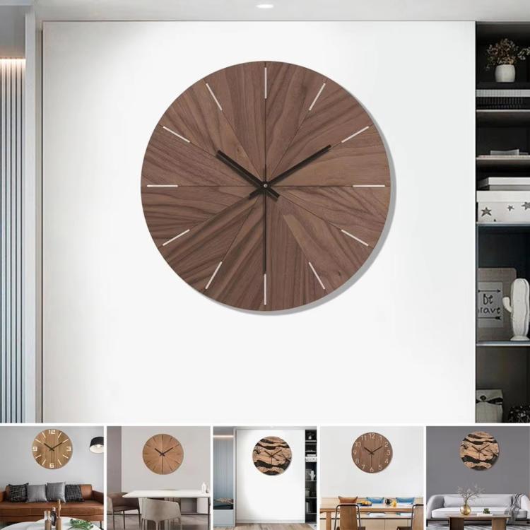 12-inch Imitation Wood Grain Texture Decorative Wall Clock Silent Quartz Clock Holiday Gift HR-CMW14 by bashfashion