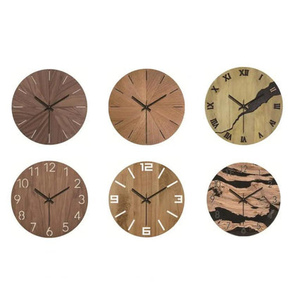 12-inch Imitation Wood Grain Texture Decorative Wall Clock Silent Quartz Clock Holiday Gift HR-CMW11 by bashfashion