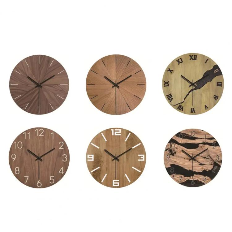 12-inch Imitation Wood Grain Texture Decorative Wall Clock Silent Quartz Clock Holiday Gift HR-CMW14 by bashfashion