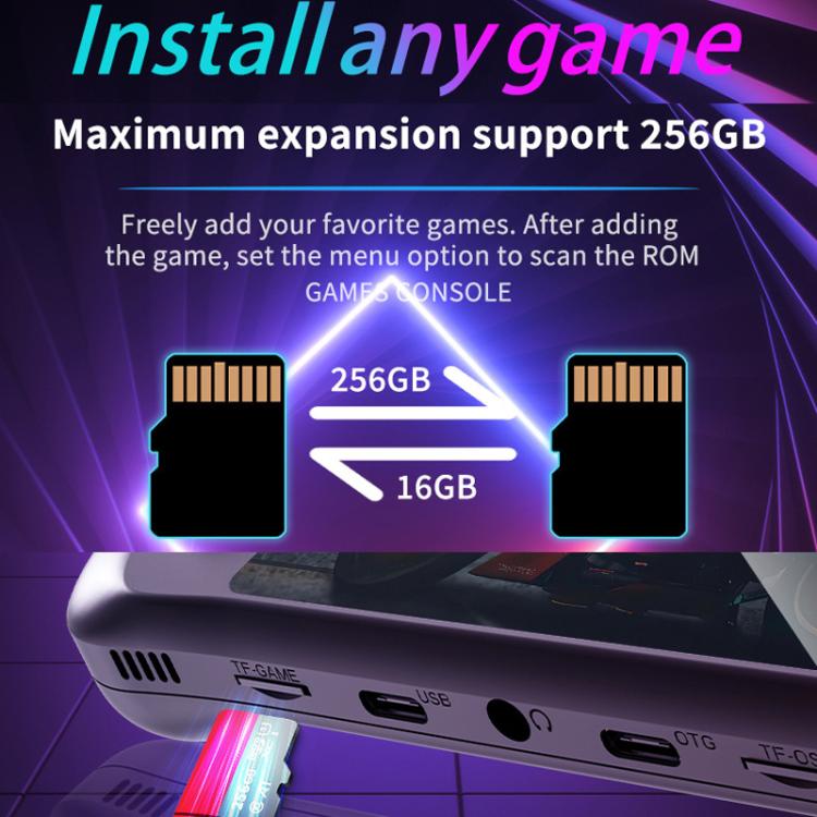 H36S 3.5 Inch IPS HD Screen Retro PSP Game Console Linux System GBA Handheld Video Game Console, Memory: 64G(Black) by bashfashion