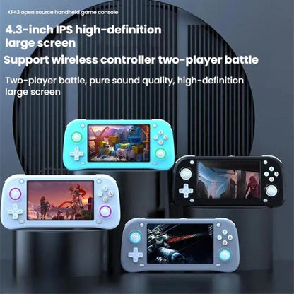 XF43 Retro Handheld Game Console Open Source 4.3 Inch Large Screen Gaming Video Players Console 128G(Gray) by bashfashion