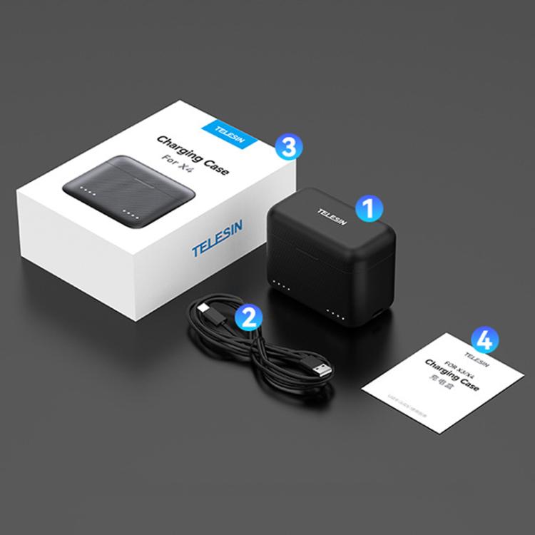 For Insta360 X4 TELESIN Battery Charger Dual Battery Storage Charging Case by TELESIN