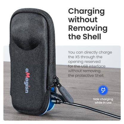 For Insta360 X5 Camera aMagisn Storage Bag Hard Shell Protective Case with Carabiner Clip by aMagisn