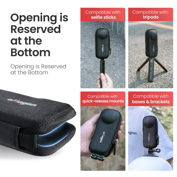 For Insta360 X5 Camera aMagisn Storage Bag Hard Shell Protective Case with Carabiner Clip by aMagisn