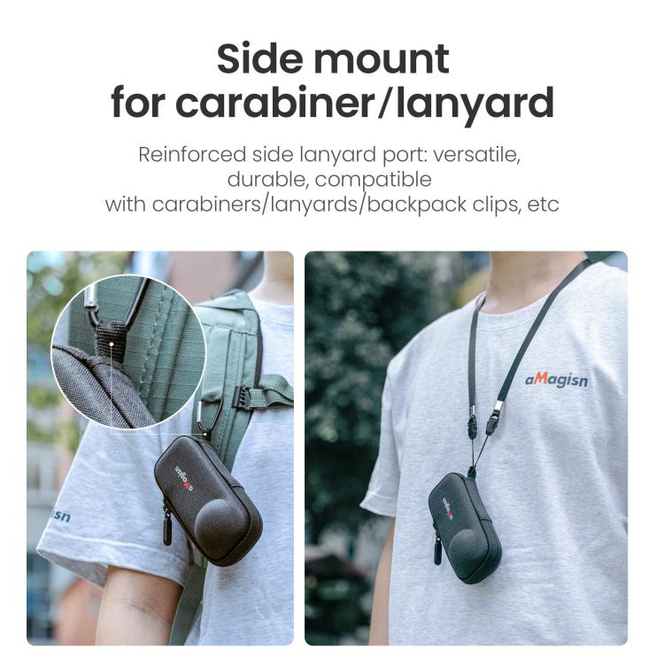 For Insta360 X5 Camera aMagisn Storage Bag Hard Shell Protective Case with Carabiner Clip by aMagisn
