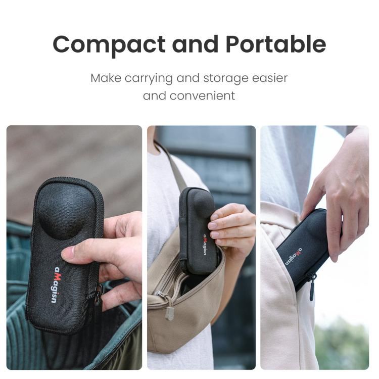 For Insta360 X5 Camera aMagisn Storage Bag Hard Shell Protective Case with Carabiner Clip by aMagisn