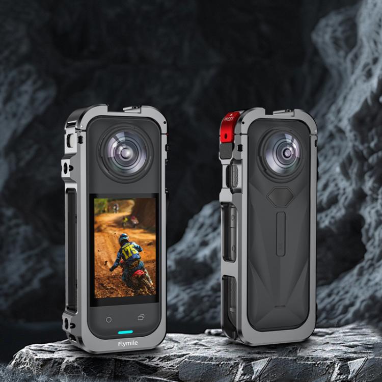 For Insta360 X5 Camera Flymile Metal Frame Lens Cover Set Rabbit Cage Expansion Bracket(Metal Color) by Flymile