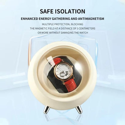 Smart Watch Winder With Anti-Magnetic Protection Silent Operation Dual Power Modes USB/Battery(White) by bashfashion