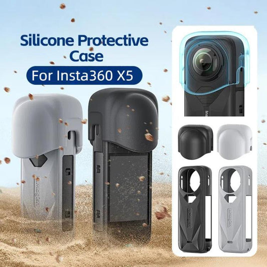 aMagisn Body Case+Lens Cap For Insta360 X5 Action Camera Protective Accessories Black by aMagisn