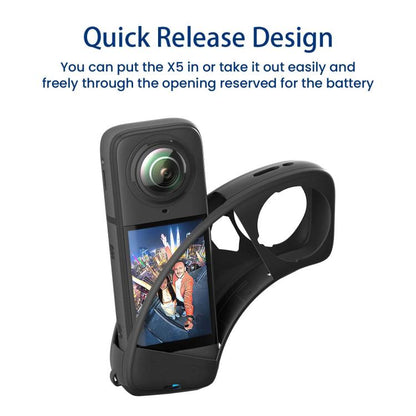 aMagisn Body Case+Lens Cap For Insta360 X5 Action Camera Protective Accessories Black by aMagisn