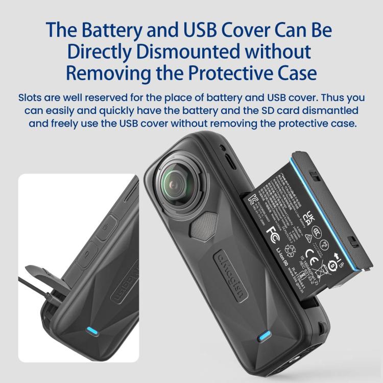 aMagisn Body Case+Lens Cap For Insta360 X5 Action Camera Protective Accessories Black by aMagisn