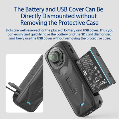 aMagisn Body Case+Lens Cap For Insta360 X5 Action Camera Protective Accessories Black by aMagisn