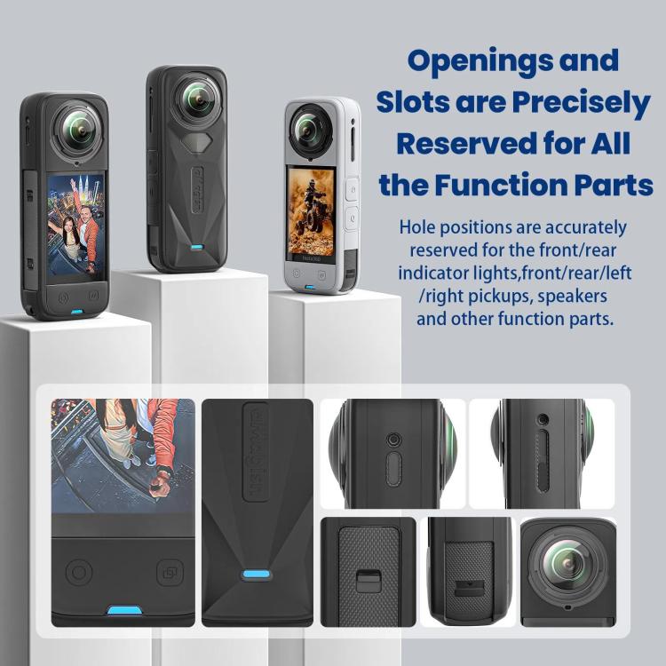 aMagisn Body Case+Lens Cap For Insta360 X5 Action Camera Protective Accessories Black by aMagisn