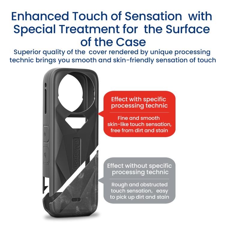 aMagisn Body Case+Lens Cap For Insta360 X5 Action Camera Protective Accessories Black by aMagisn