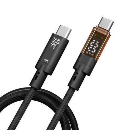 QGeeM USB4 Type-C PD 240W Fast Charging Cable With Digital Display, 40Gbps Data Transfer, 8K 60Hz Video Output For Laptop/Phone/Tablet 1m by QGeeM